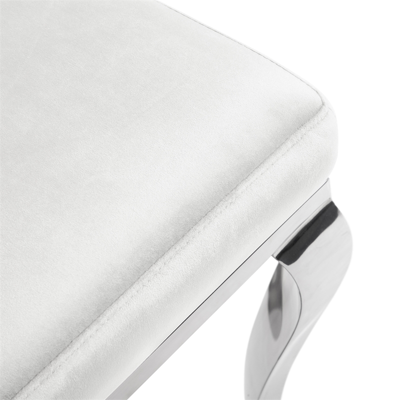 Furniture of America Balast Velvet Upholstered Side Chairs in White (Set of 2)