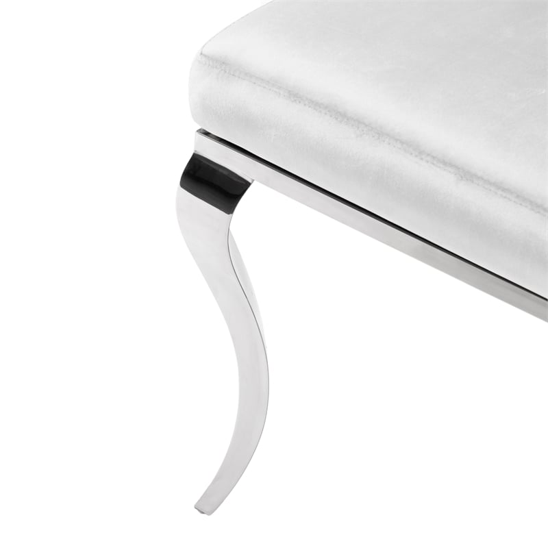 Furniture of America Balast Velvet Upholstered Side Chairs in White (Set of 2)