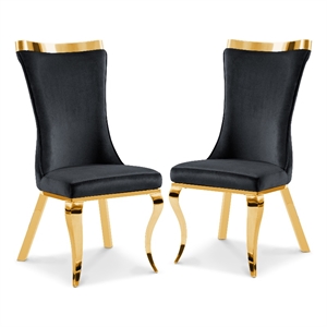 Furniture of America Balast Velvet Upholstered Side Chairs in Black (Set of 2)