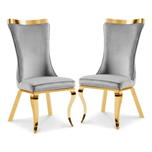 Furniture of America Balast Velvet Upholstered Side Chairs in Gray (Set of 2)