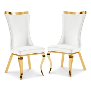 Furniture of America Balast Velvet Upholstered Side Chairs in White (Set of 2)