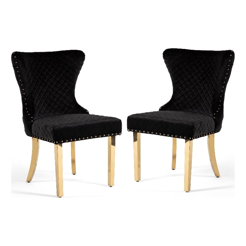 Furniture of America Balast Stainless Steel Side Chairs in Black (Set of 2)
