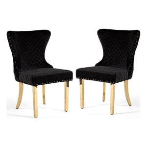 Furniture of America Balast Stainless Steel Side Chairs in Black (Set of 2)