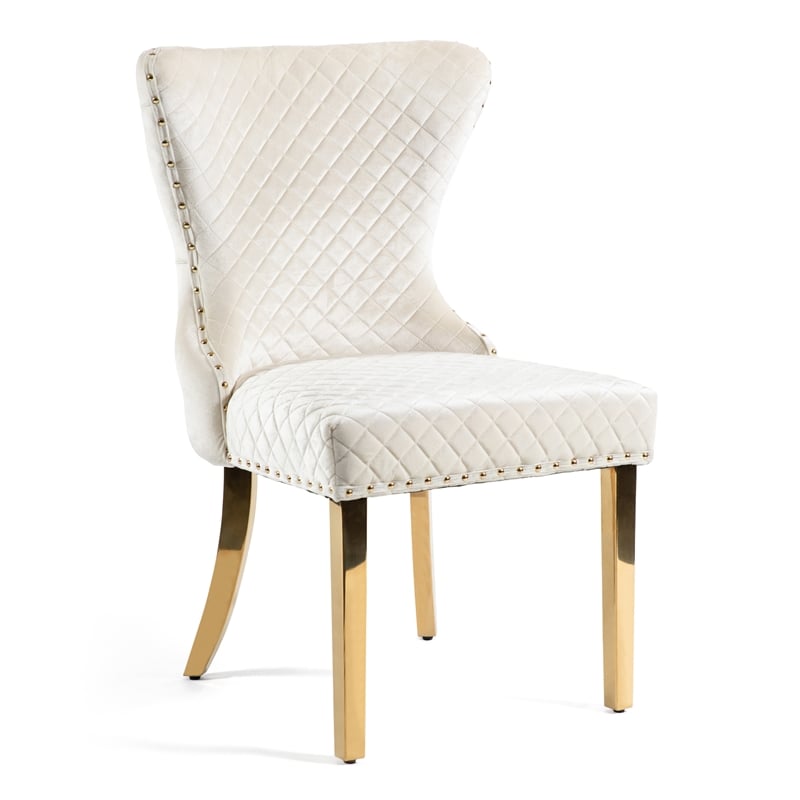 Furniture of America Balast Stainless Steel Side Chairs in White (Set of 2)