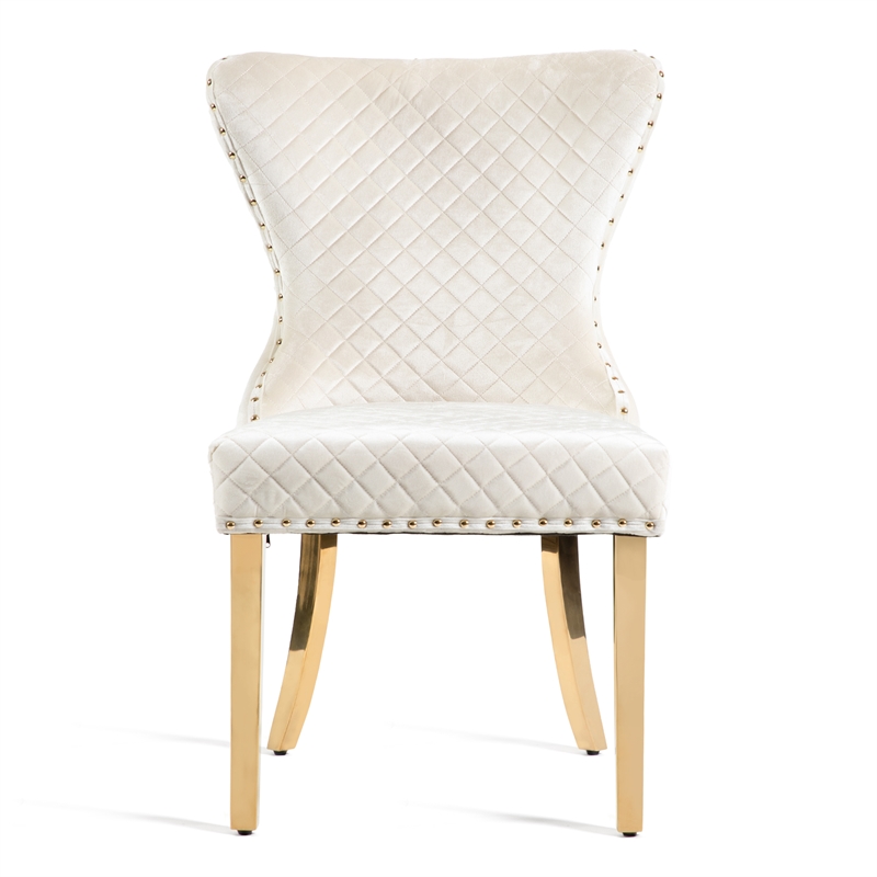 Furniture of America Balast Stainless Steel Side Chairs in White (Set of 2)