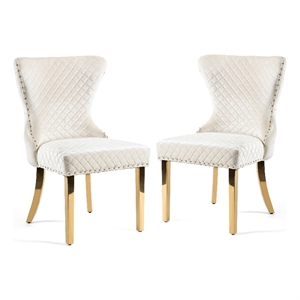 Furniture of America Balast Stainless Steel Side Chairs in White (Set of 2)