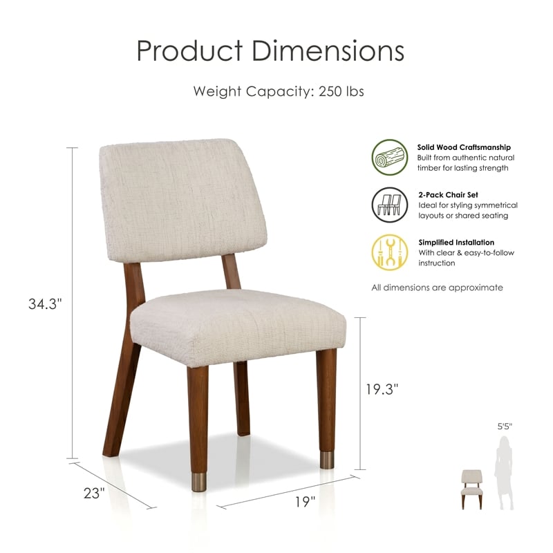 Furniture of America Forma Solid Wood Side Chairs in Walnut (Set of 2)