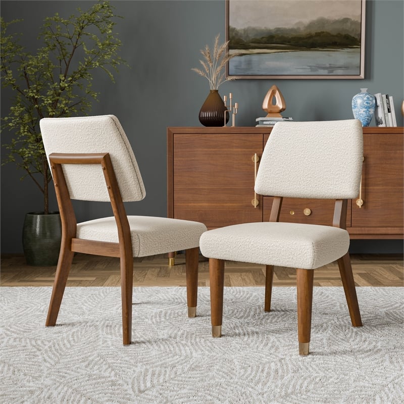 Furniture of America Forma Solid Wood Side Chairs in Walnut (Set of 2)