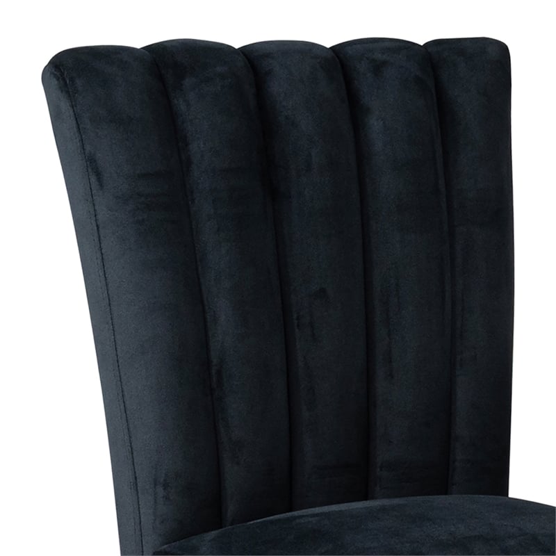 Furniture of America Quira Fabric Channel Tufted Side Chairs in Black (Set of 2)