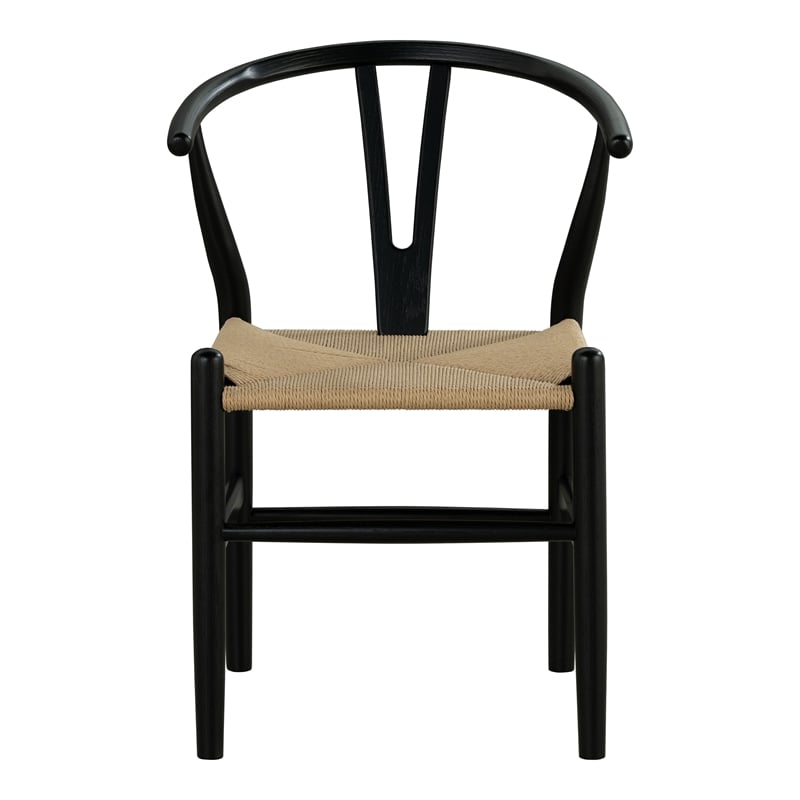 Furniture of America Ulysa Wood Woven Rope Seat Side Chairs in Black (Set of 2)