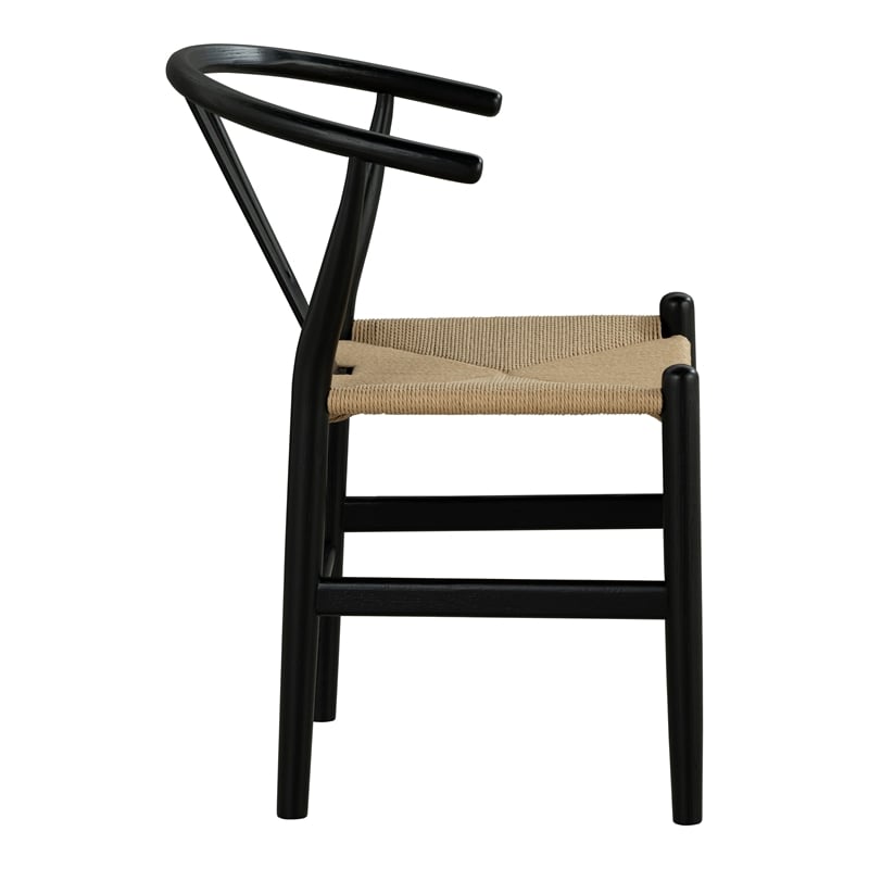Furniture of America Ulysa Wood Woven Rope Seat Side Chairs in Black (Set of 2)