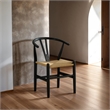 Furniture of America Ulysa Wood Woven Rope Seat Side Chairs in Black (Set of 2)
