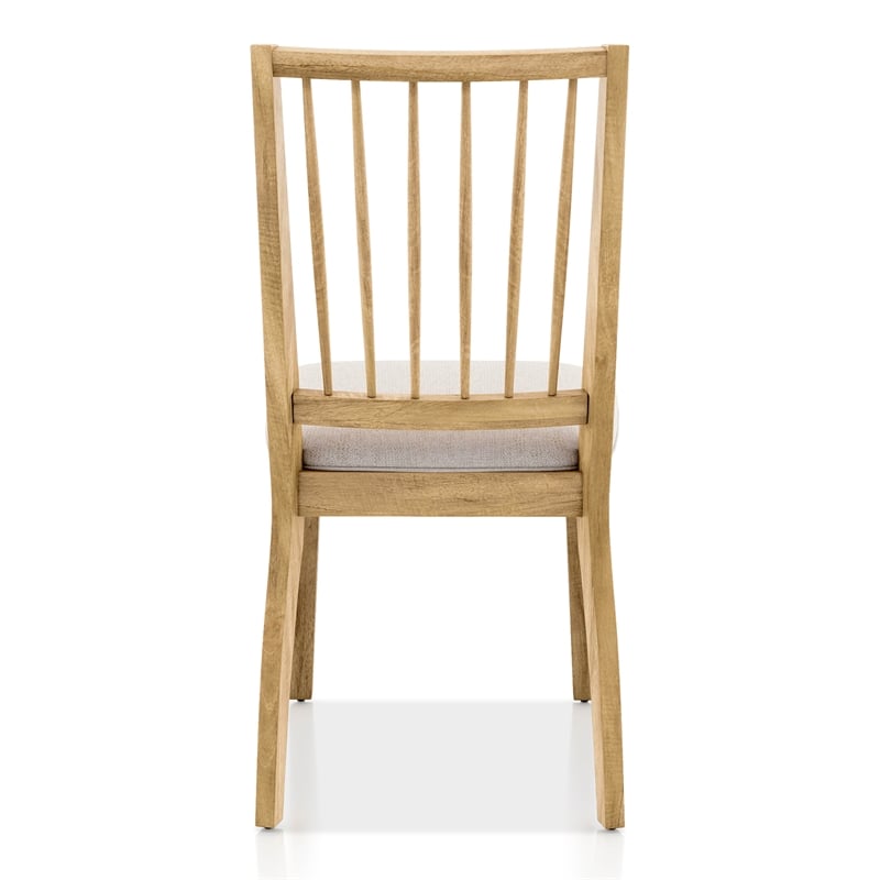 Furniture of America Eamon Solid Wood Windsor Side Chairs in Brown (Set of 2)