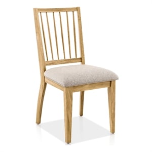 Furniture of America Eamon Solid Wood Windsor Side Chairs in Brown (Set of 2)