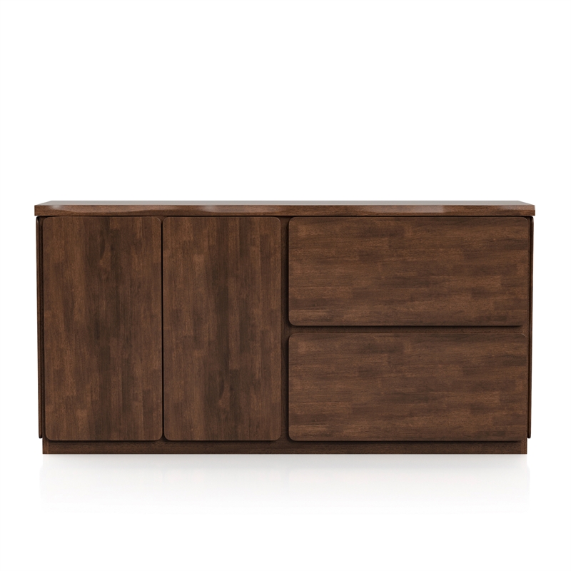 Furniture of America Nazaen Solid Wood Multi-Storage Server in Walnut