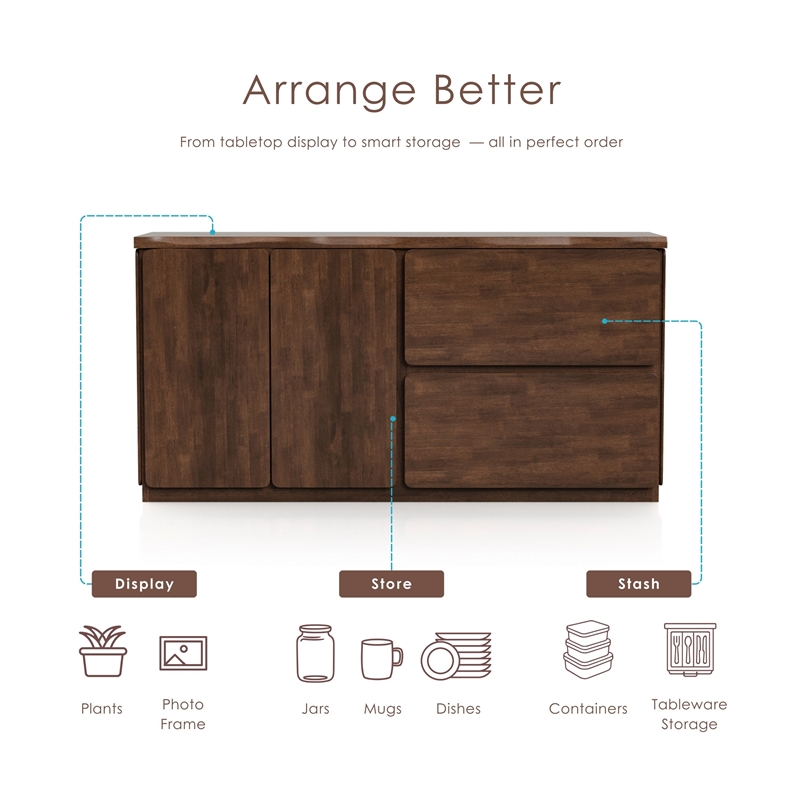 Furniture of America Nazaen Solid Wood Multi-Storage Server in Walnut