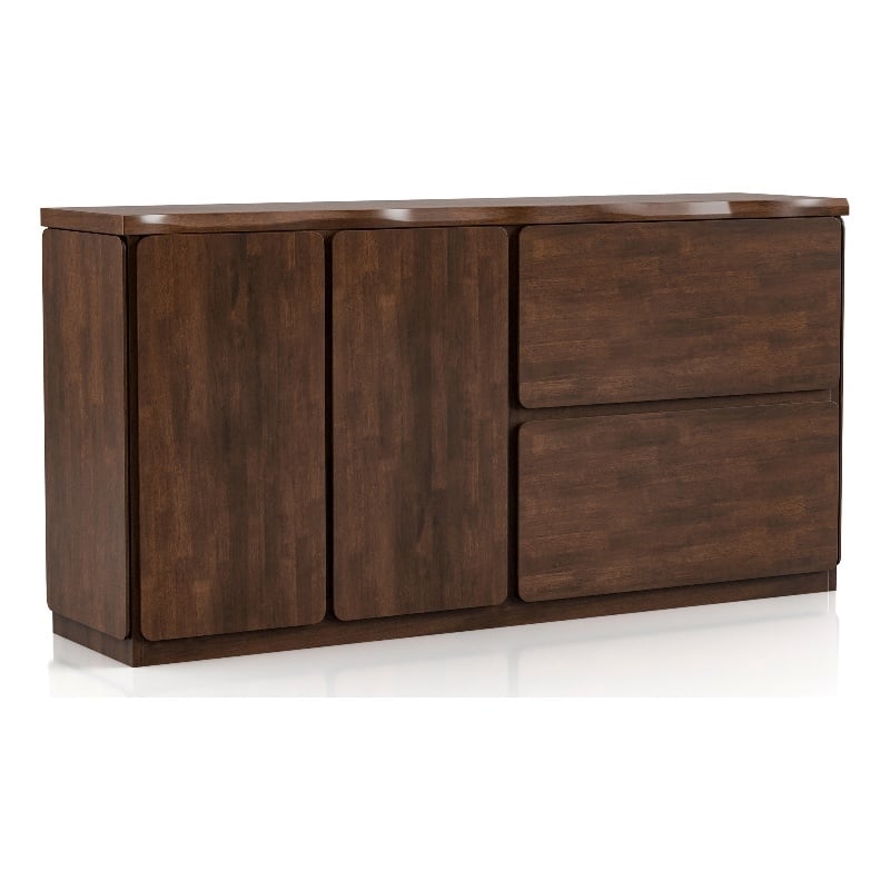 Furniture of America Nazaen Solid Wood Multi-Storage Server in Walnut
