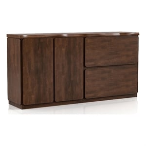 Furniture of America Nazaen Solid Wood Multi-Storage Server in Walnut