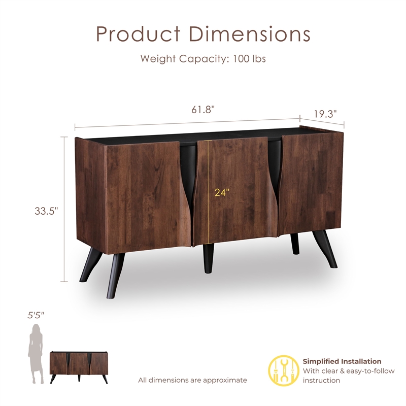 Furniture of America Nazaen Solid Wood Sculpted 62-inch Server in Walnut