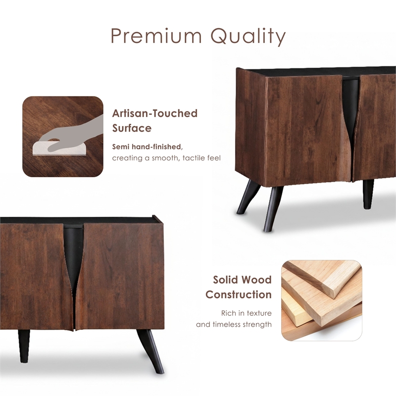 Furniture of America Nazaen Solid Wood Sculpted 62-inch Server in Walnut