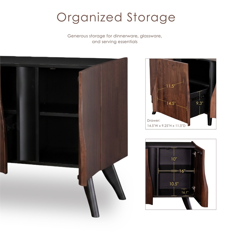 Furniture of America Nazaen Solid Wood Sculpted 62-inch Server in Walnut