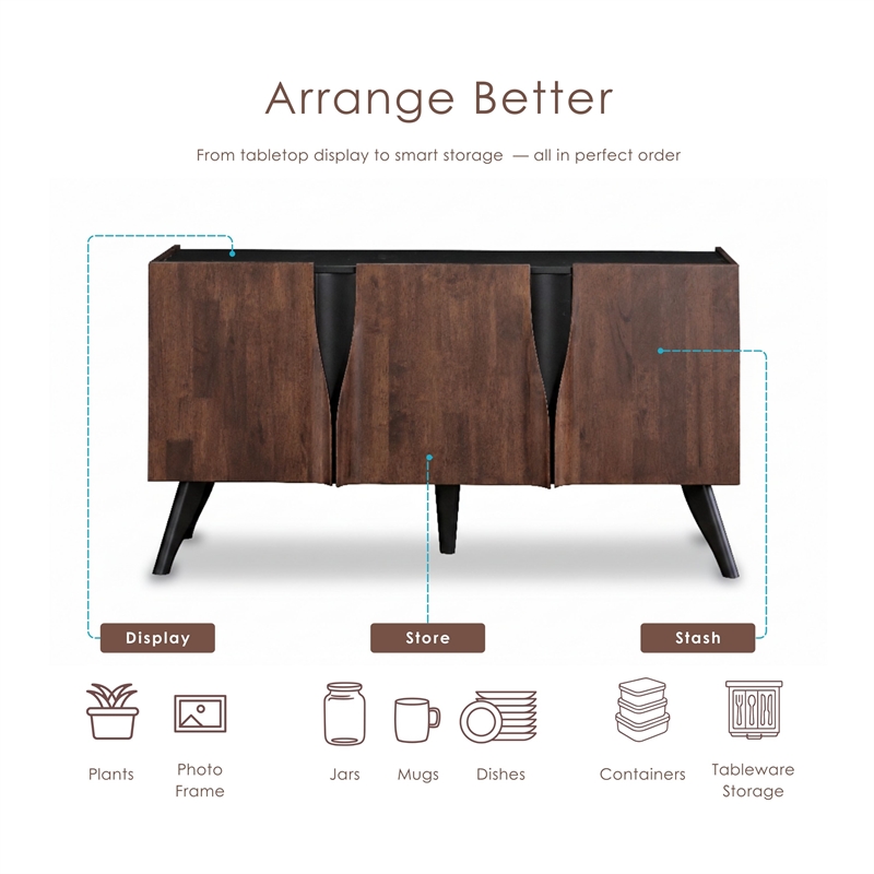 Furniture of America Nazaen Solid Wood Sculpted 62-inch Server in Walnut