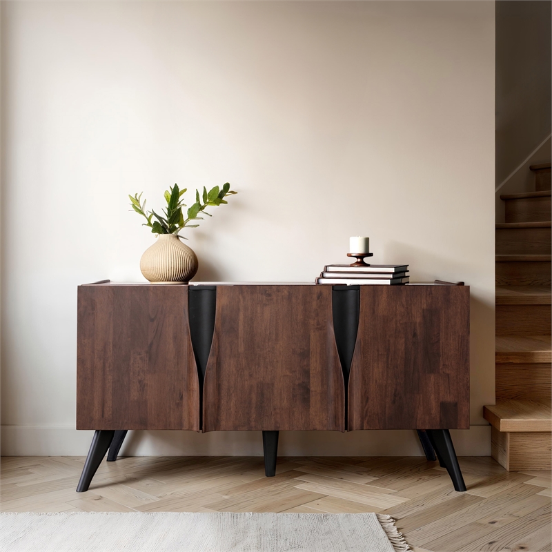 Furniture of America Nazaen Solid Wood Sculpted 62-inch Server in Walnut