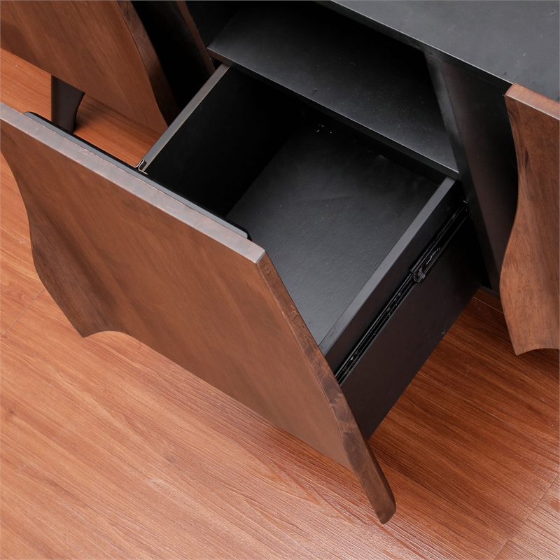 Furniture of America Nazaen Solid Wood Sculpted 62-inch Server in Walnut