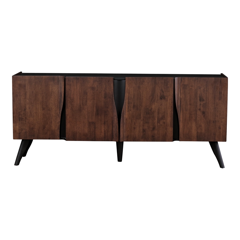 Furniture of America Nazaen Solid Wood Sculpted Server with Doors in Walnut