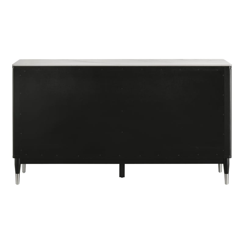 Furniture of America Miranda Sintered Stone Top and Wood Server in Black