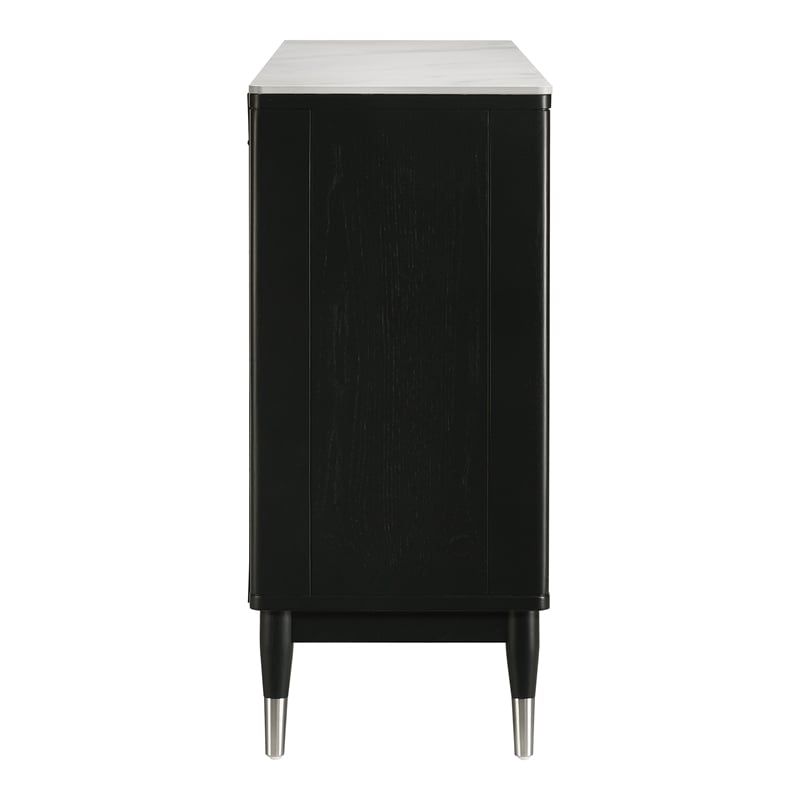 Furniture of America Miranda Sintered Stone Top and Wood Server in Black