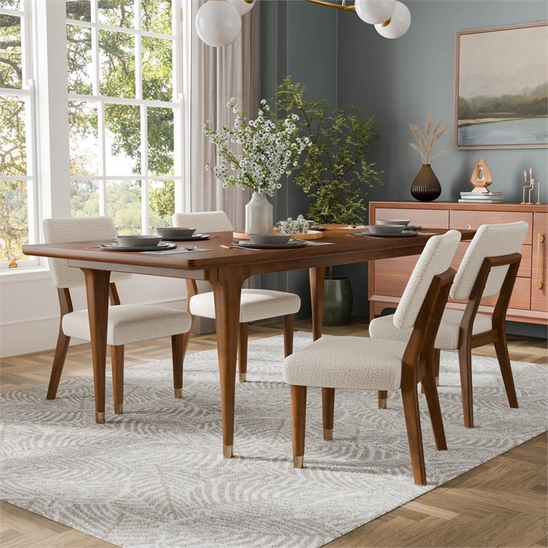 Furniture of America Forma Solid Wood 5-Piece Dining Table Set in Walnut