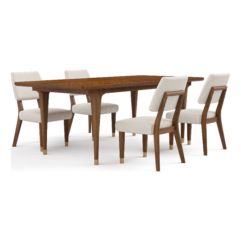 Furniture of America Forma Solid Wood 5-Piece Dining Table Set in Walnut