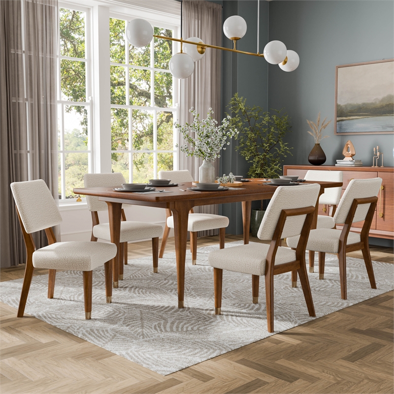 Furniture of America Forma Solid Wood 7-Piece Dining Table Set in Walnut