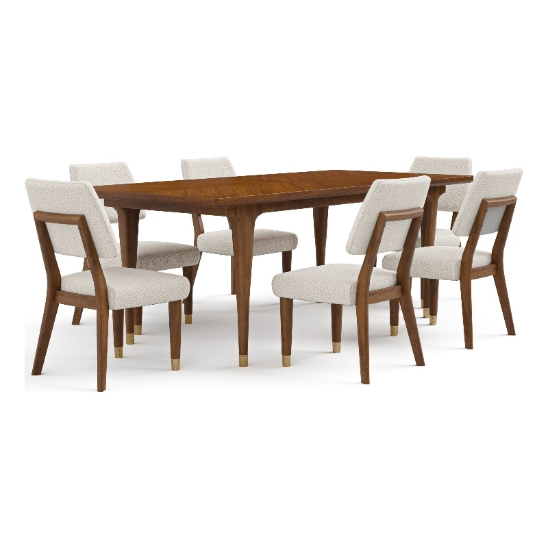 Furniture of America Forma Solid Wood 7-Piece Dining Table Set in Walnut