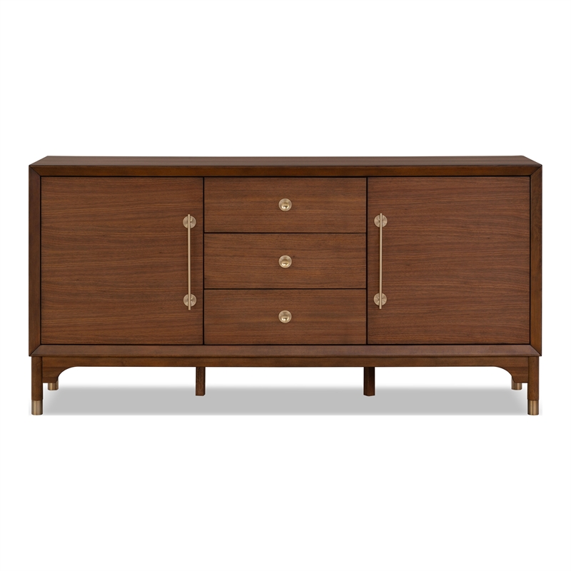 Furniture of America Forma Solid Wood Multi-Storage Server in Walnut