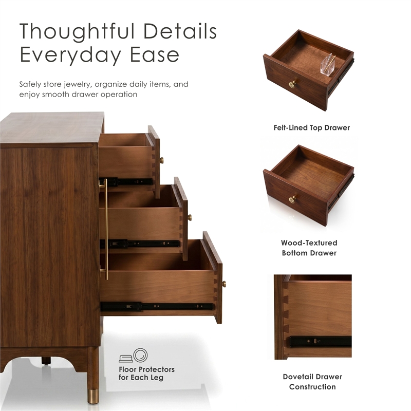 Furniture of America Forma Solid Wood Multi-Storage Server in Walnut