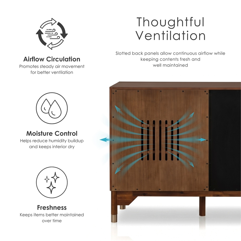 Furniture of America Forma Solid Wood Multi-Storage Server in Walnut