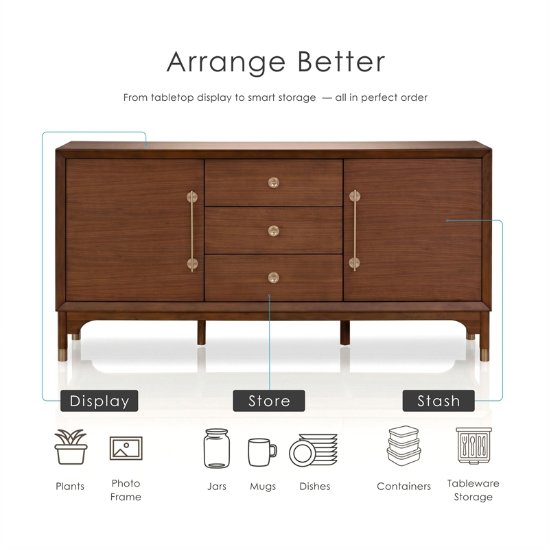 Furniture of America Forma Solid Wood Multi-Storage Server in Walnut