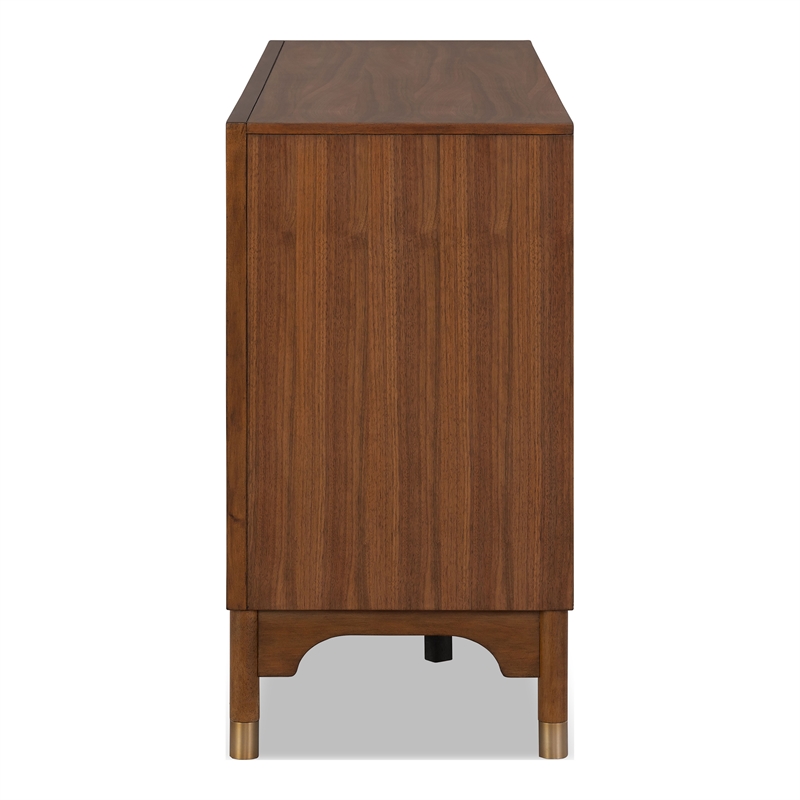 Furniture of America Forma Solid Wood Multi-Storage Server in Walnut