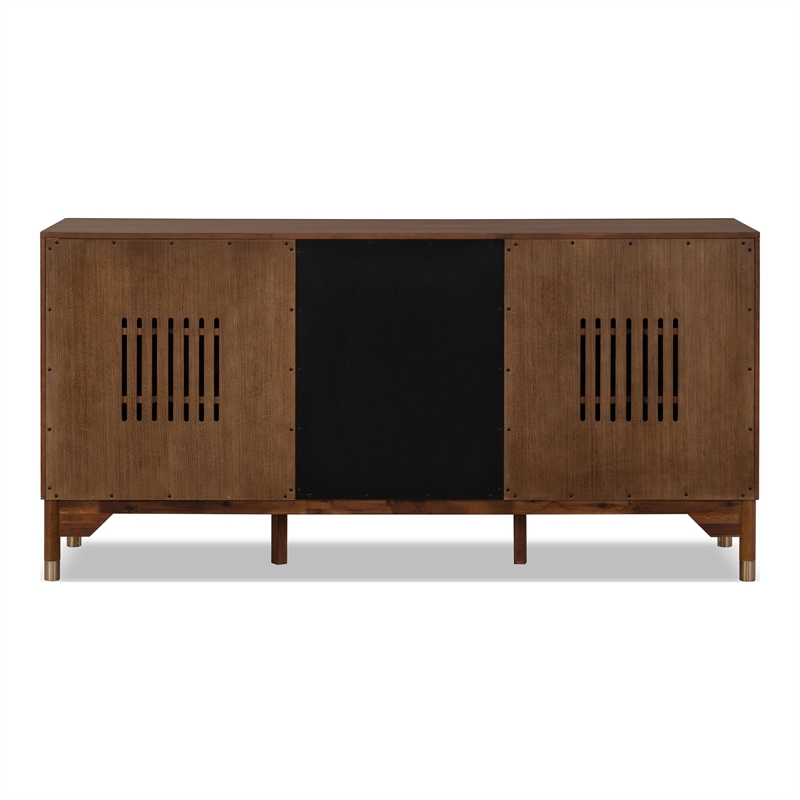 Furniture of America Forma Solid Wood Multi-Storage Server in Walnut