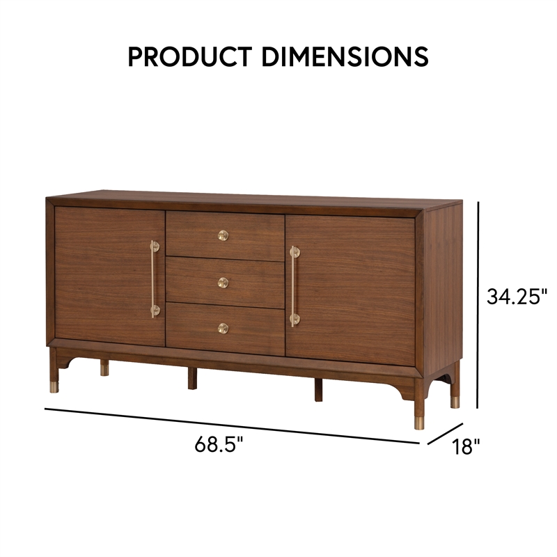 Furniture of America Forma Solid Wood Multi-Storage Server in Walnut