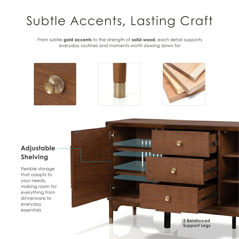 Furniture of America Forma Solid Wood Multi-Storage Server in Walnut
