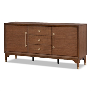 Furniture of America Forma Solid Wood Multi-Storage Server in Walnut