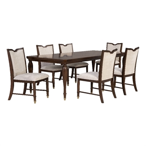 Furniture of America Aiyana Solid Wood 7-Piece Dining Table Set in Cherry