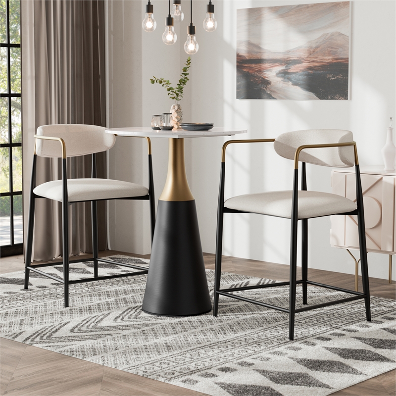 Furniture of America Kinsey Wood 3-Piece Counter Dining Table Set in Black