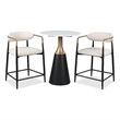 Furniture of America Kinsey Wood 3-Piece Counter Dining Table Set in Black