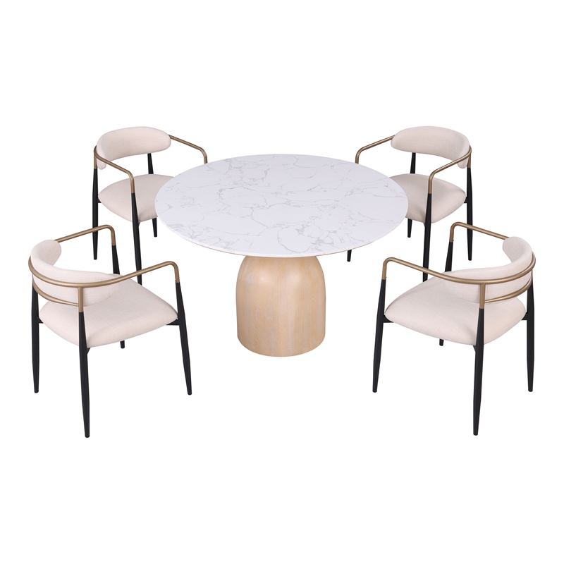 Furniture of America Sonya Wood 5-Piece Round Dining Table Set in Black