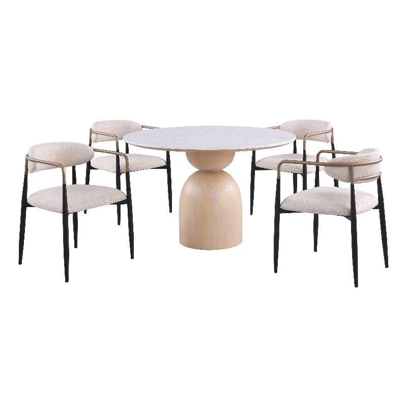 Furniture of America Sonya Wood 5-Piece Round Dining Table Set in Black