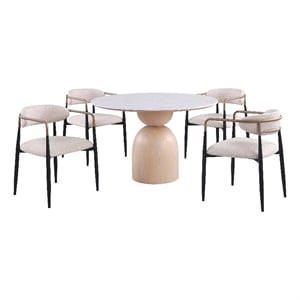 Furniture of America Sonya Wood 5-Piece Round Dining Table Set in Black